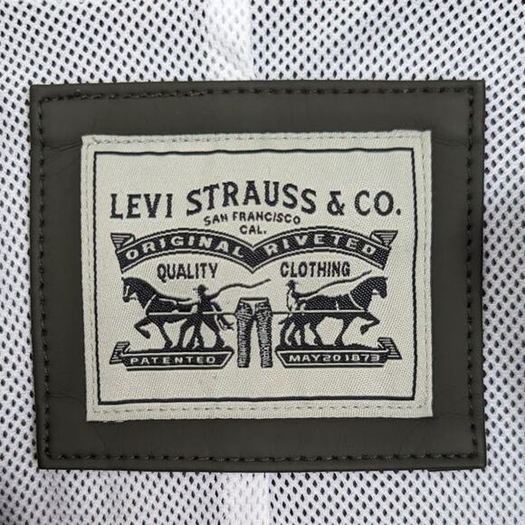 Levi's Rainy Days Rubberized Hooded Rain Jacket in Olive Green, Size Large - Picture 7 of 15